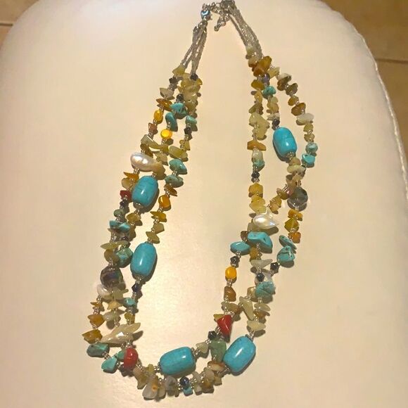 Earth Tone Stones Necklace 9inches - Picture 1 of 5
